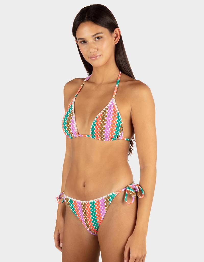 HURLEY Printed Stripe Crochet Scrunch Classic Tri Womens Bikini Top image number 2