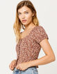 IVY & MAIN Square Neck Button Peplum Rust Womens Top image number 1