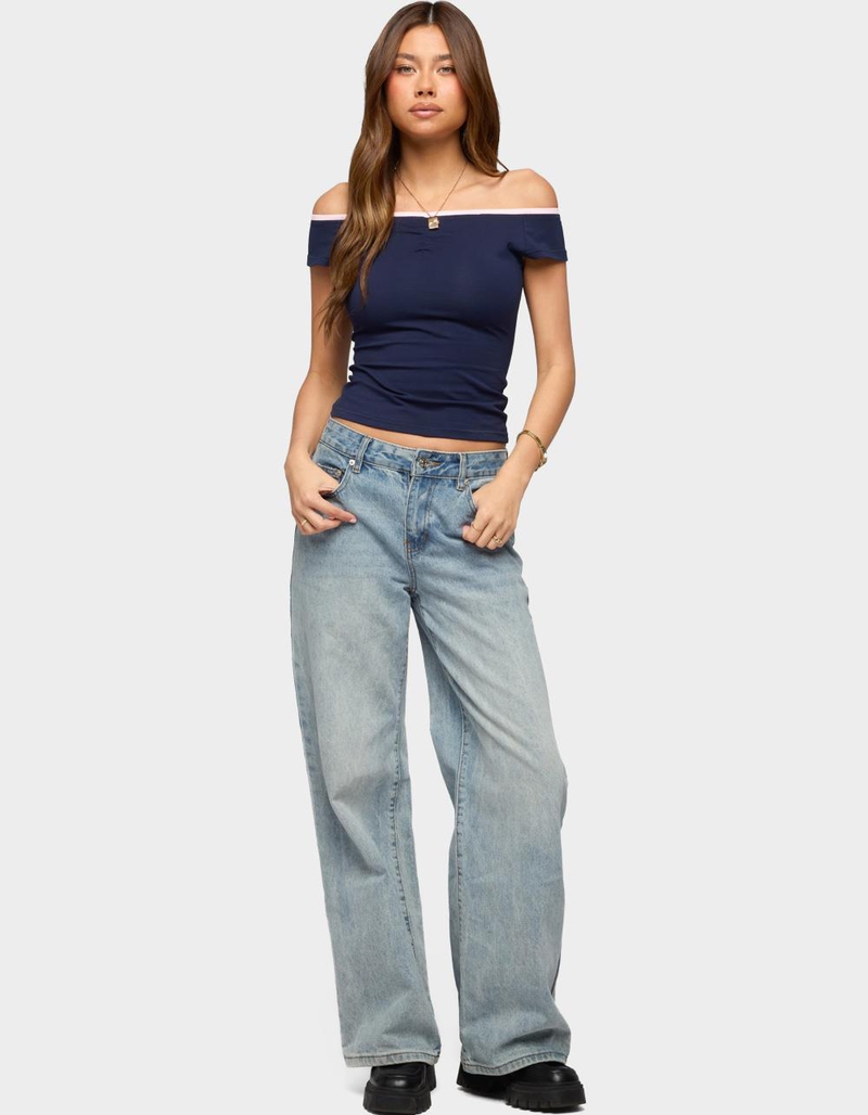 EDIKTED Dellah Contrast Off Shoulder Top image number 3