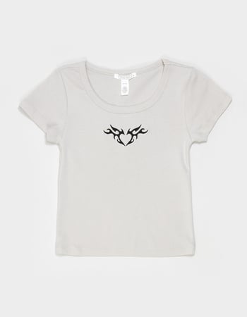 FULL TILT Embroidery Heart Girls Tee Primary Image