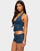 EDIKTED Sashe Button Up Denim Halter Top image number 2