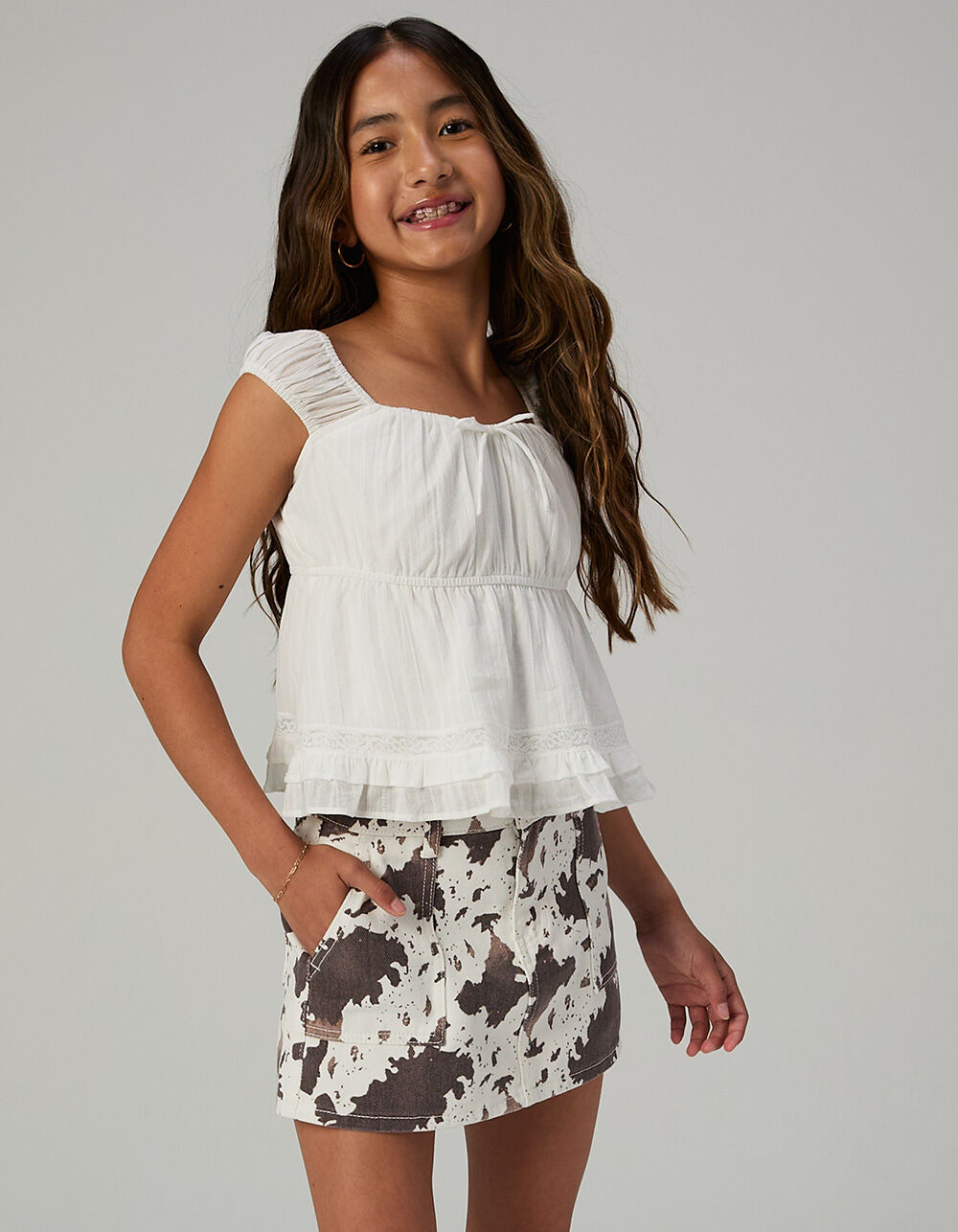 RSQ Girls Tie Babydoll Top - WHITE | Tillys