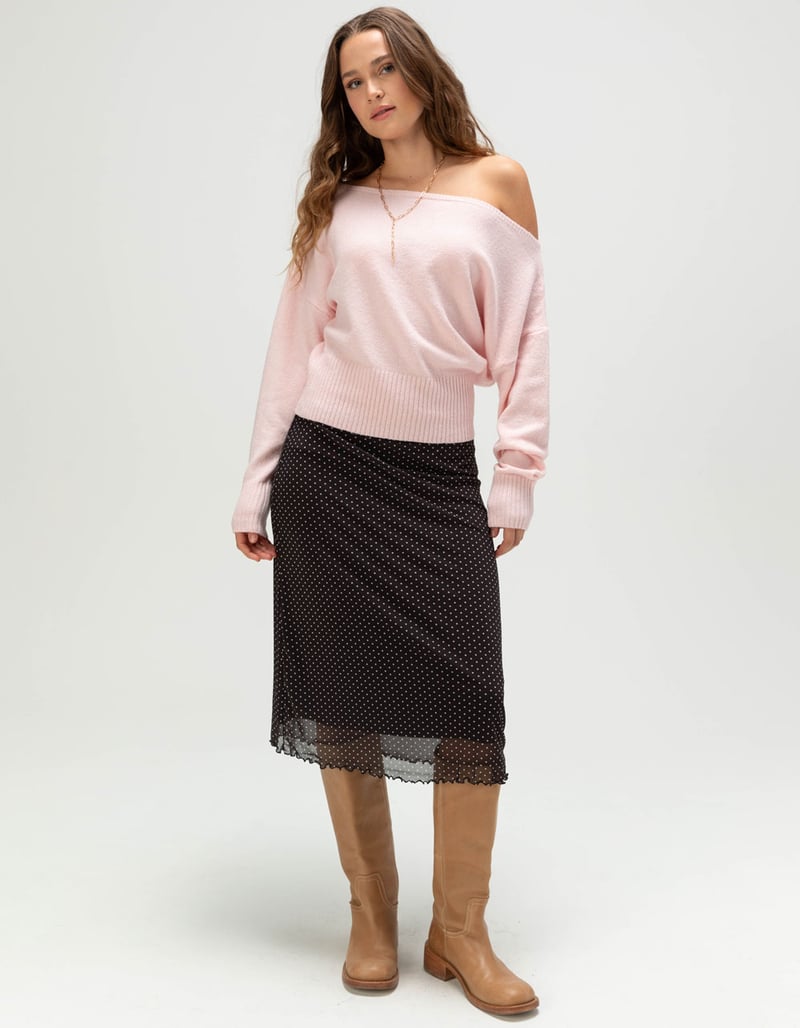 RSQ Womens Low Rise Polka Dot Mesh Midi Skirt image number 0