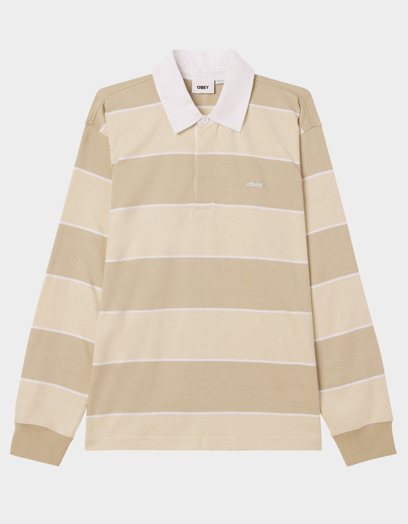 OBEY Origin Rugby Mens Long Sleeve Polo Shirt Cream Combo Tillys