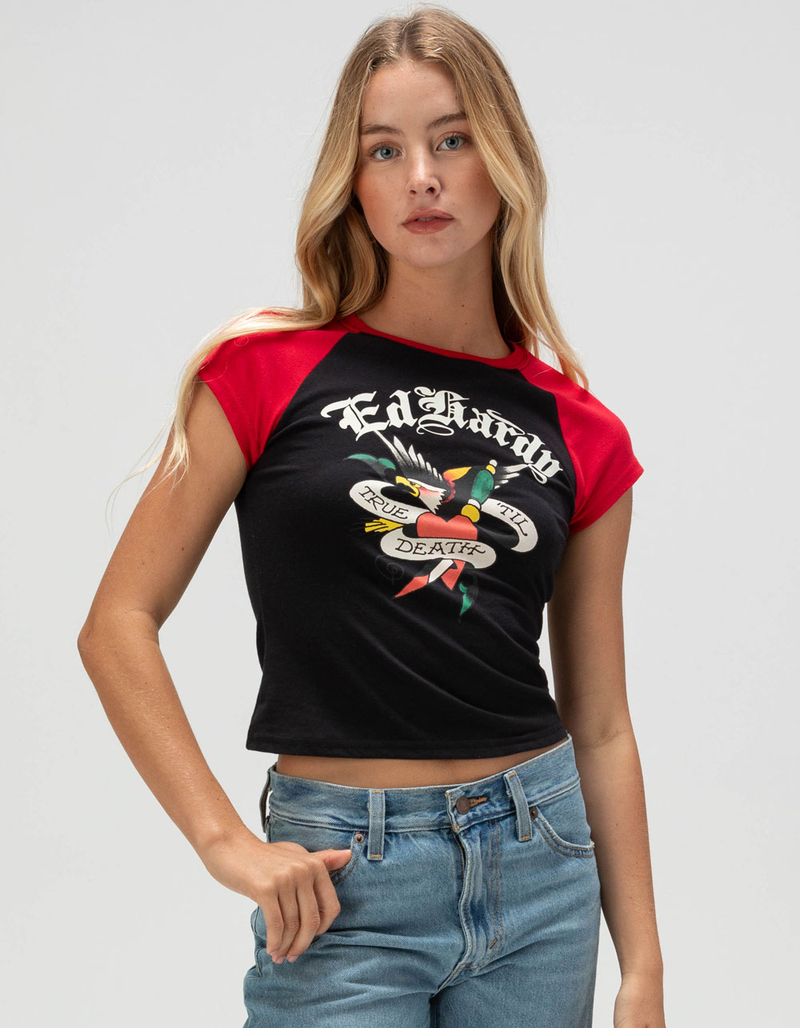 ED HARDY True Eagle Womens Raglan Baby Tee image number 0