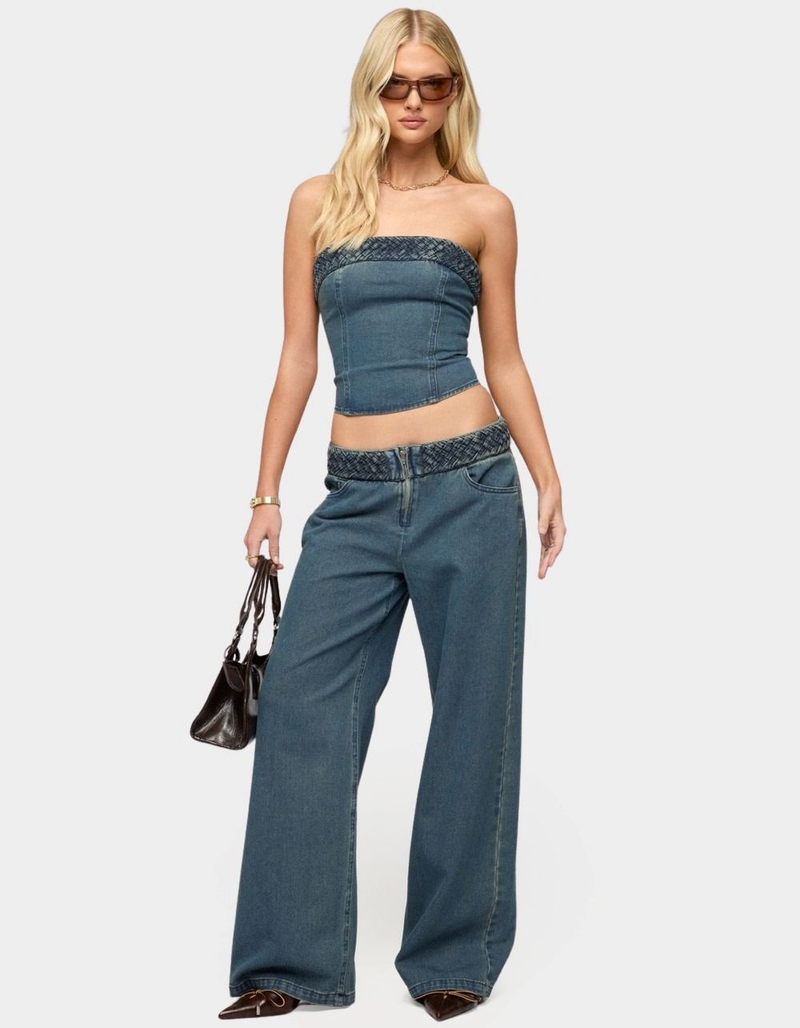 EDIKTED Braidey Strapless Denim Top image number 4