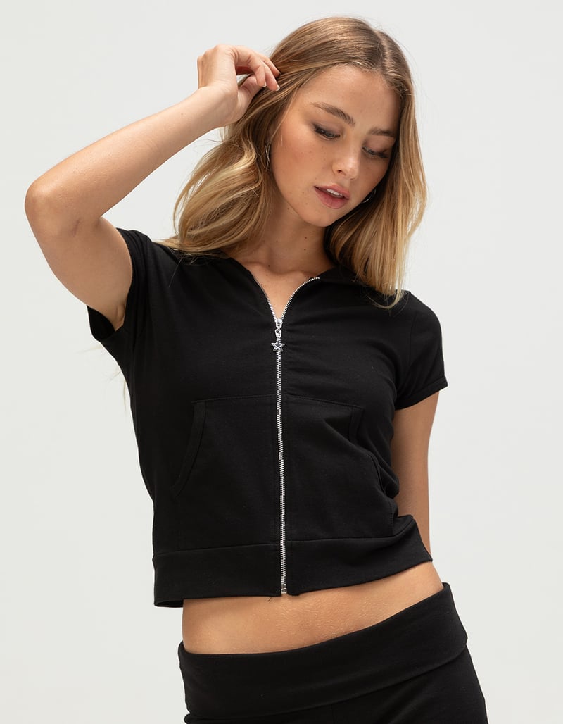 FULL TILT Womens Zip-Up Short Sleeve Hoodie image number 0