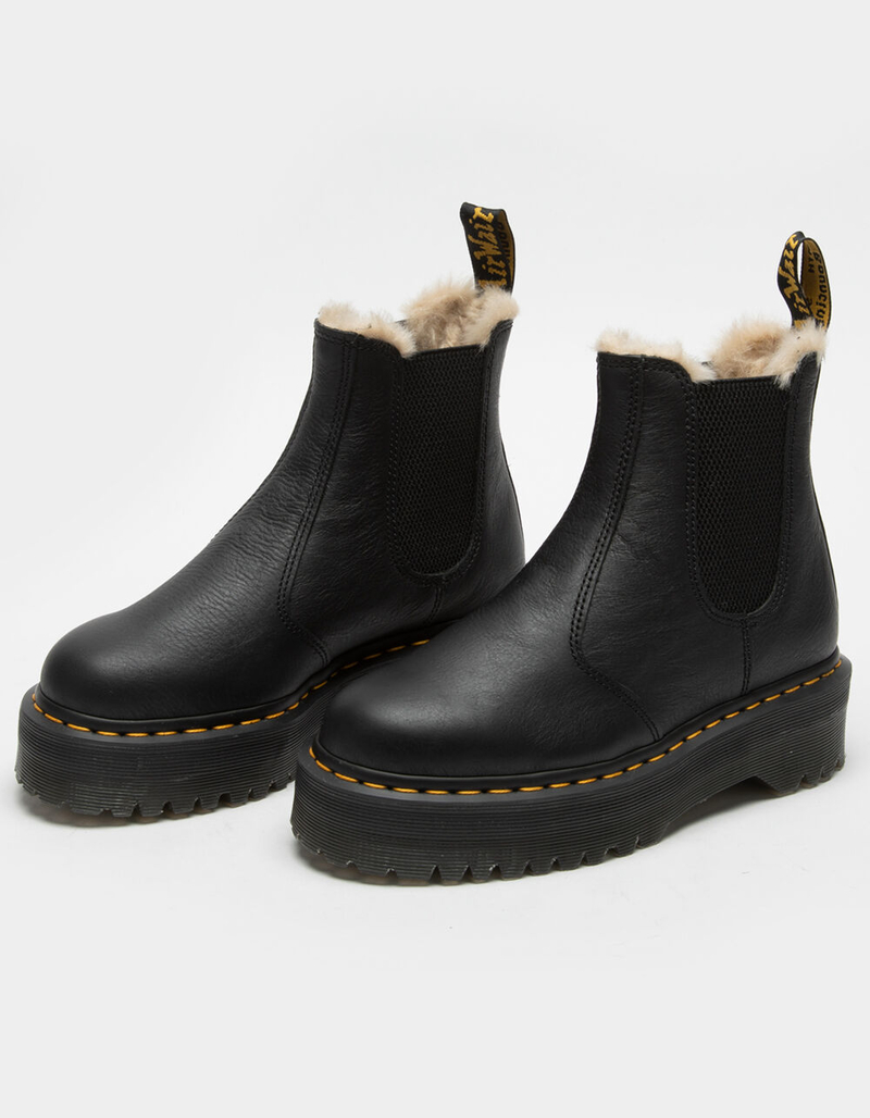 DR. MARTENS 2976 Quad Fur Womens Platform Chelsea Boots image number 0