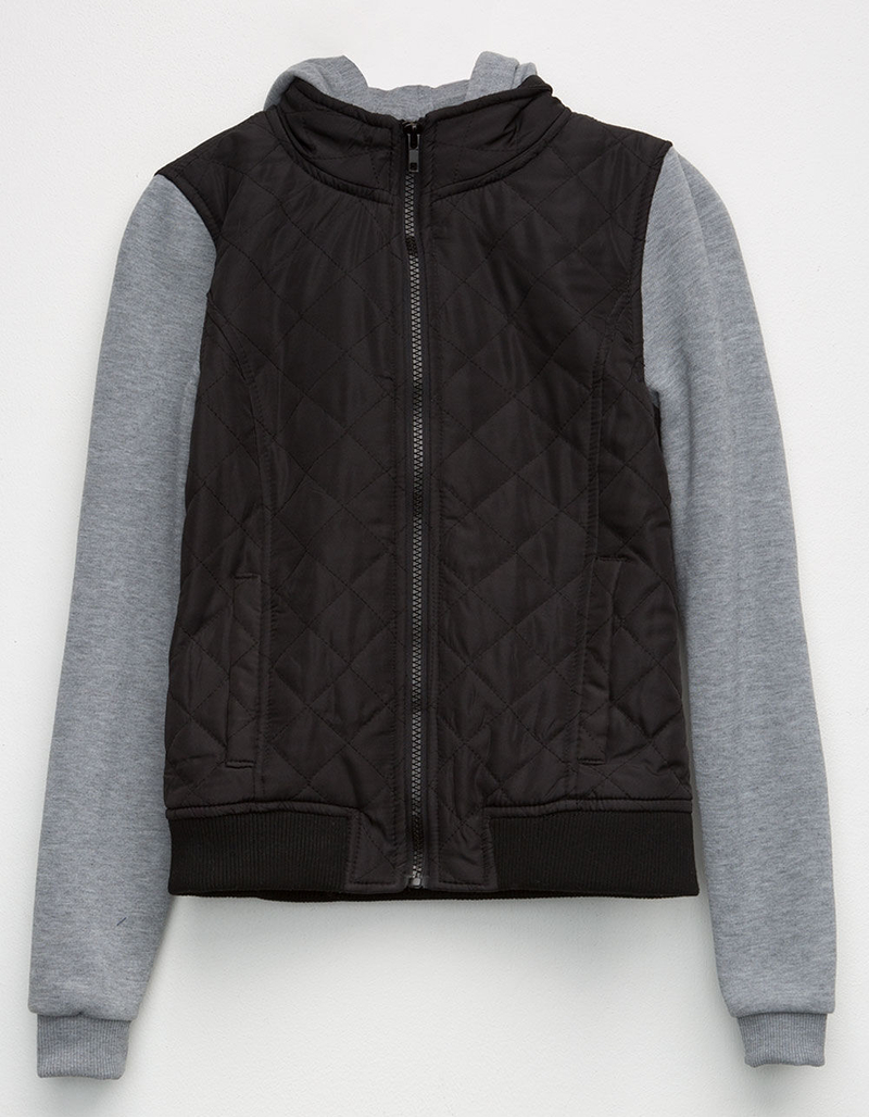 SKY AND SPARROW Quilted Fleece Sleeve Girls Jacket image number 0