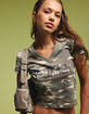 VON DUTCH Camo Womens Rhinestone V-Neck Tee image number 6
