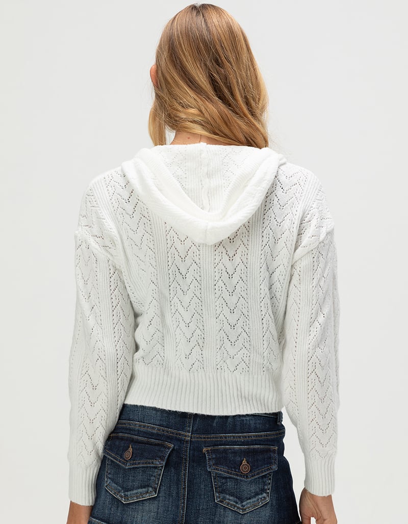 RSQ Womens Pointelle Zip-Up Sweater image number 1