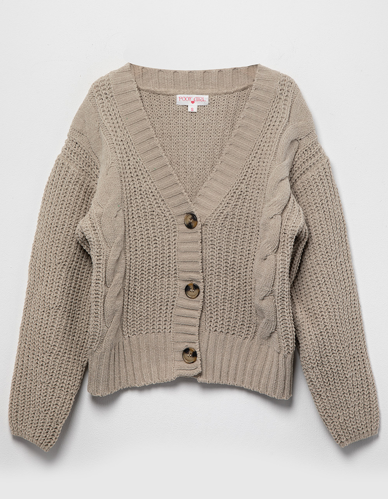 POOF Cable Knit Button Girls Cardigan image number 0