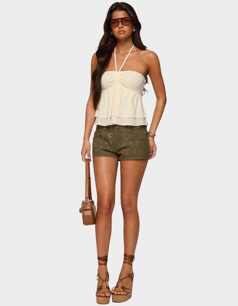 EDIKTED Layered Linen Look Babydoll Halter Top image number 4