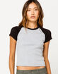 FULL TILT Ribbed Raglan Black & Gray Womens Tee image number 1