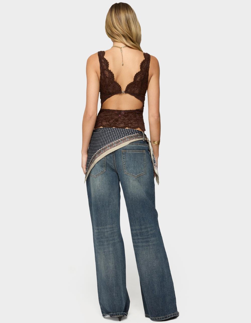 EDIKTED Araura Lace Velvet Floral Top image number 3