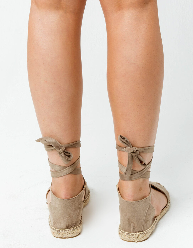 SODA Lace Up Taupe Womens Espadrille Flatform Sandals image number 2
