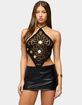 EDIKTED Gold Mirror Backless Crochet Halter Top image number 1