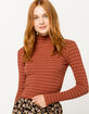 IVY & MAIN Stripe Rust Womens Turtleneck Top image number 2