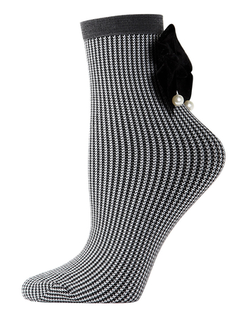 MEMOI Houndstooth Faux Pearl Accent Womens Anklet Socks Alternative Image
