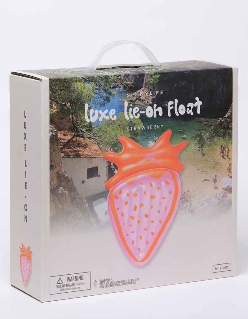 SUNNYLIFE Strawberry Luxe Lie-On Pool Float image number 1