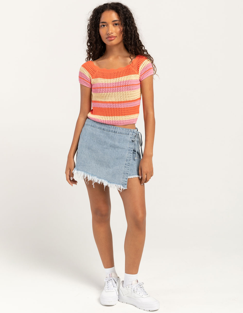REWASH Asymmetrical Womens Denim Skort image number 0