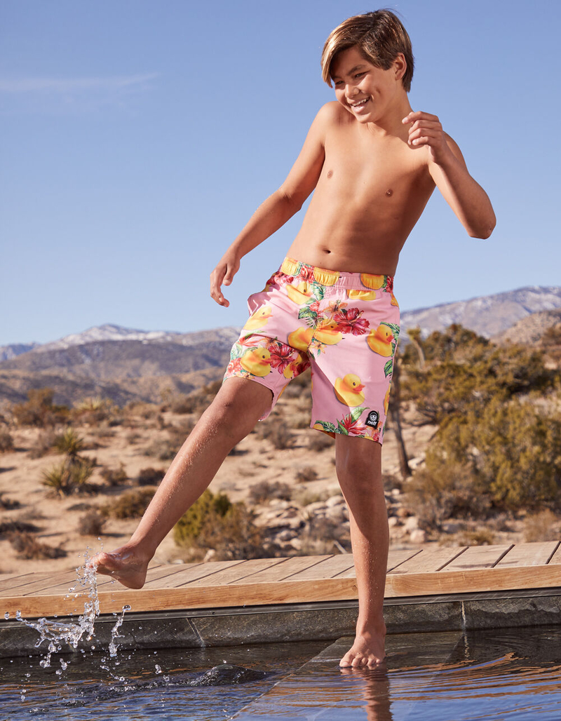 NEFF Warped Ducky Boys Pink Volley Shorts image number 0