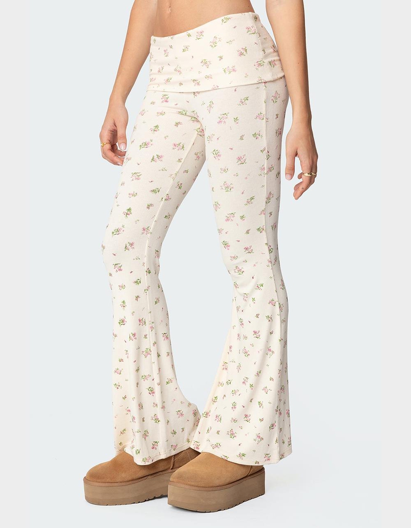 EDIKTED Bloom Baby Fold Over Flared Leggings image number 2