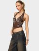 EDIKTED Sequin Asymmetric Mesh Halter Top image number 2