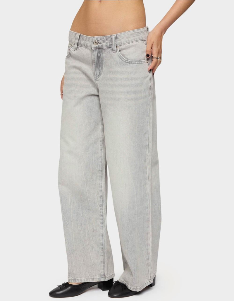 EDIKTED Petite Magda Low Rise Acid Wash Jeans image number 1
