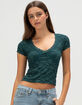 FULL TILT Texture Womens V-Neck Top image number 1