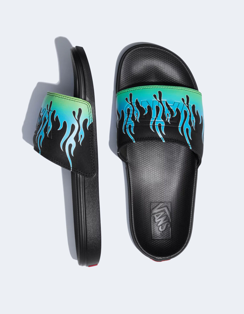 VANS Reflective La Costa Mens Green Flame Slide Sandals image number 2