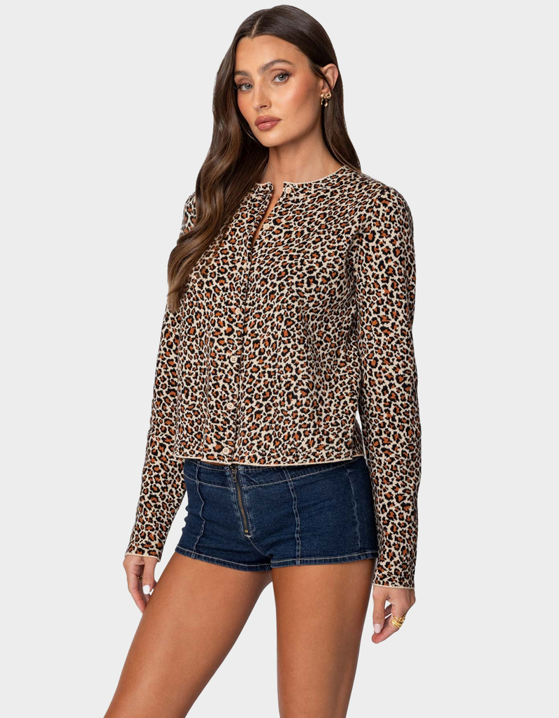 EDIKTED Leopard Printed Knit Cardigan image number 2