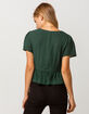 SKY AND SPARROW Button Waist Peplum Emerald Womens Crop Top image number 2