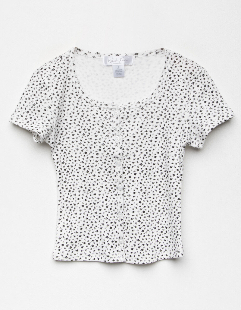 WHITE FAWN Ditsy Girls White Knit Top image number 1