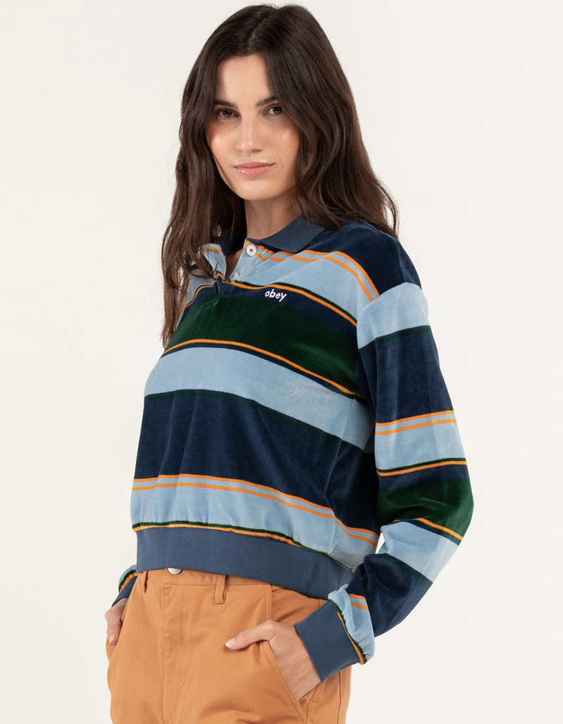 OBEY Georgia Womens Velour Polo Shirt image number 1