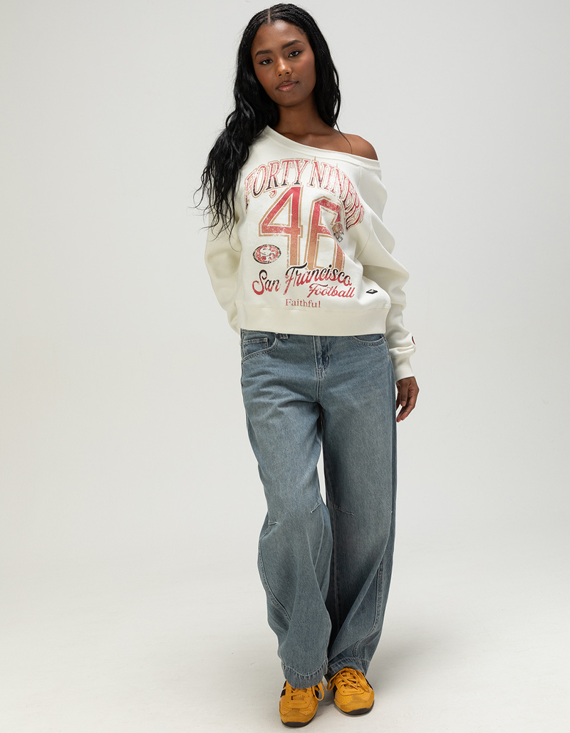 THE WILD COLLECTIVE San Francisco 49ers Womens Off The Shoulder Sweatshirt image number 1