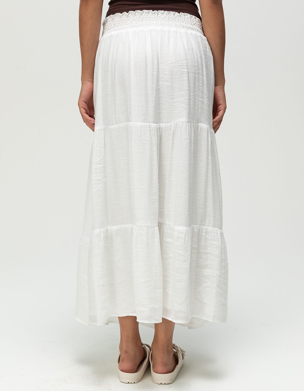 RSQ Womens Low Rise Tiered Maxi Skirt - WHITE - M | Tillys