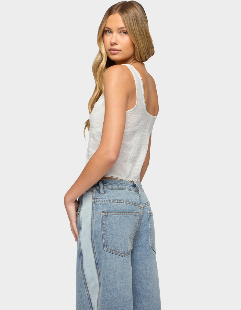 EDIKTED Embroidered Cotton Button Up Top image number 2