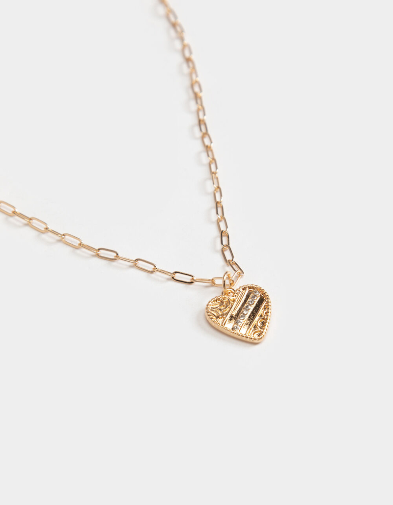 FULL TILT Heart Rhinestone Pendant Necklace image number 1