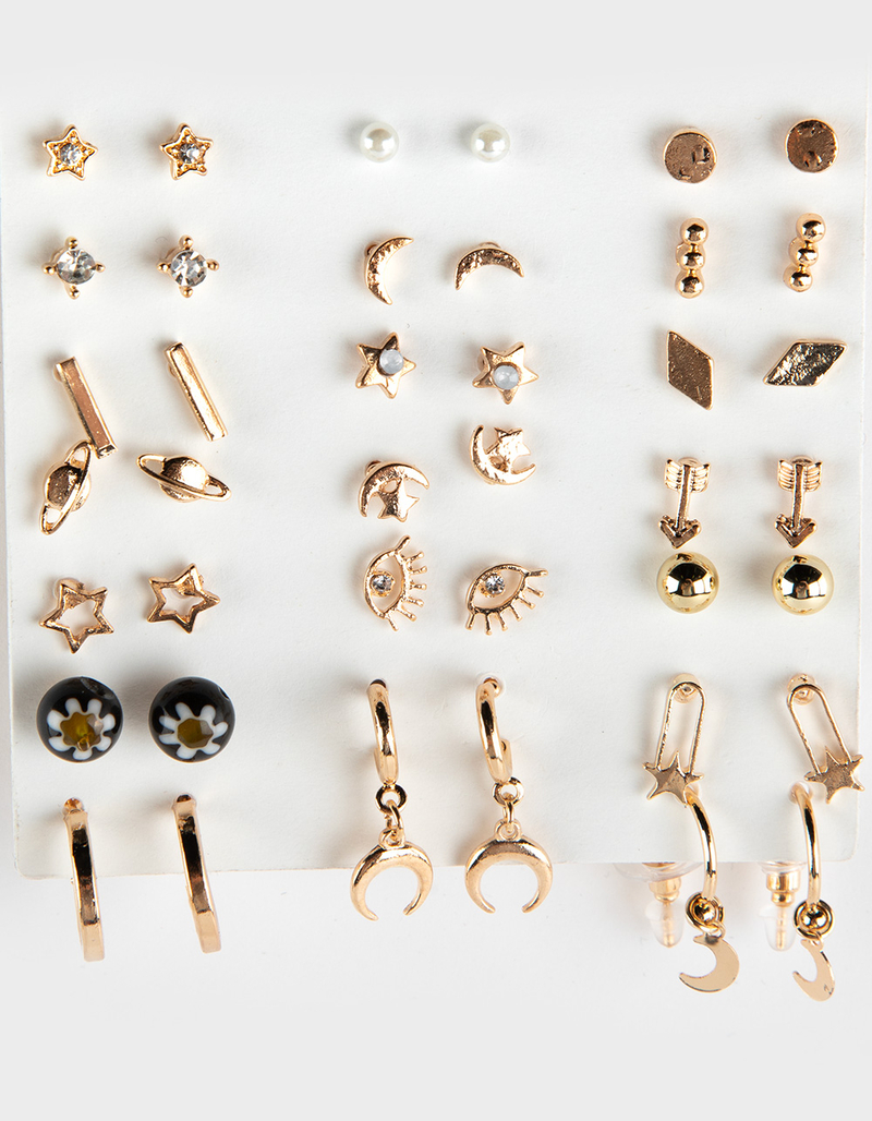 FULL TILT 20 Pack Evil Eye Moon Huggie Earrings image number 0