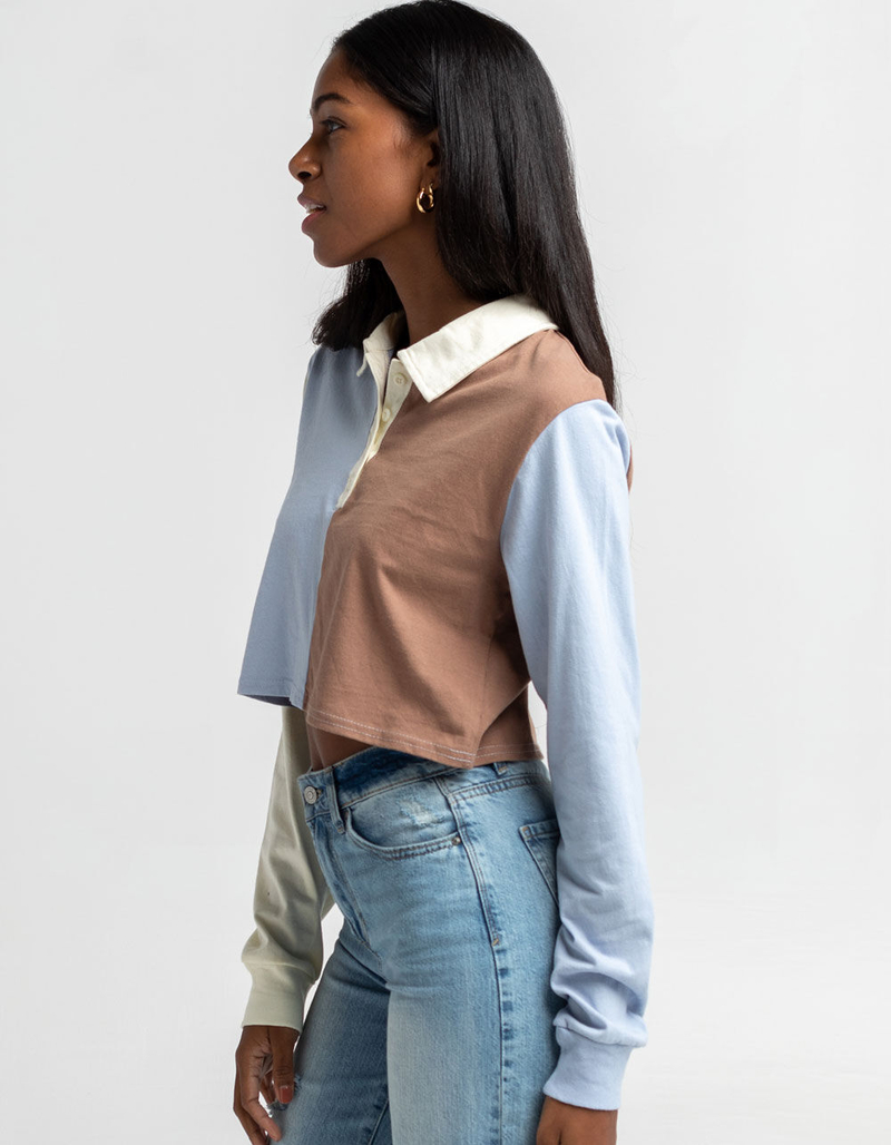 RSQ Womens Colorblock Rugby Polo Shirt image number 1