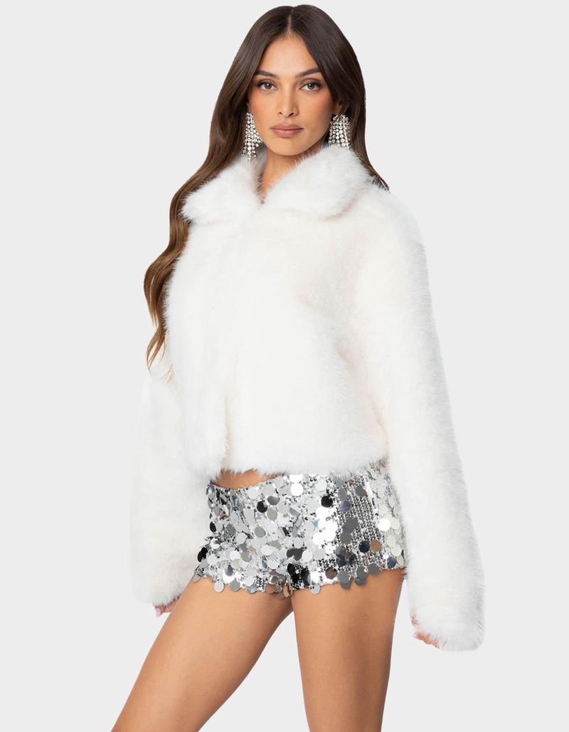 EDIKTED Nathalie Cropped Faux Fur Jacket image number 1