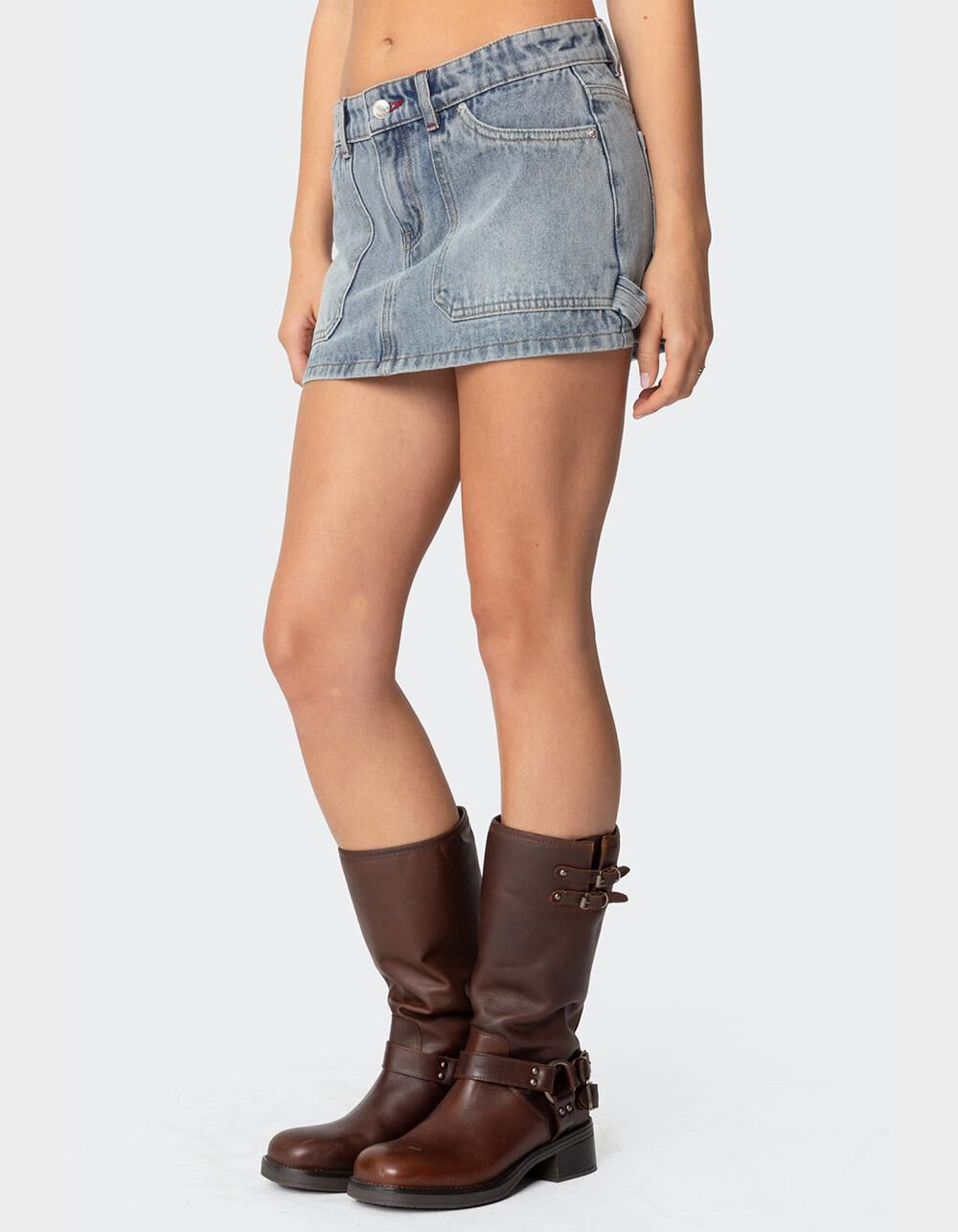 EDIKTED Gigi Carpenter Denim Mini Skirt - BLUE | Tillys