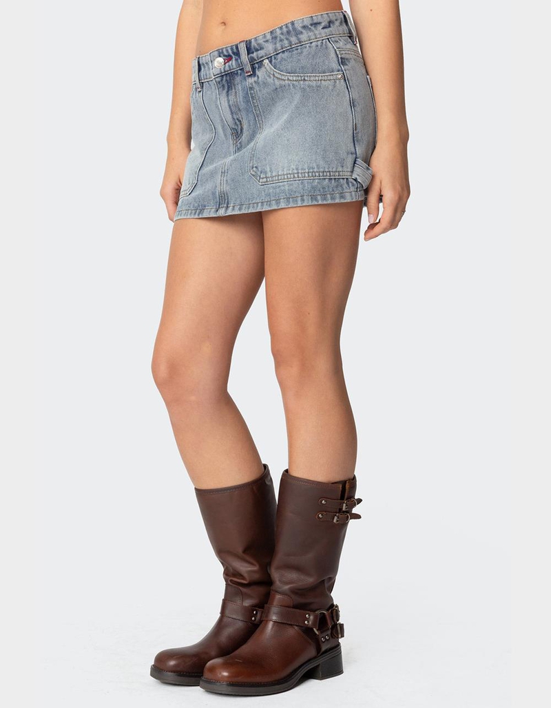 EDIKTED Gigi Carpenter Denim Mini Skirt image number 2