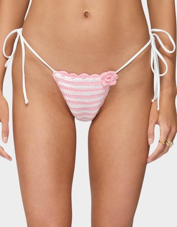 EDIKTED Azalea Crochet String Bikini Bottoms Primary Image