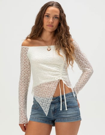 FULL TILT Womens Lace Cinch Top Primary Image