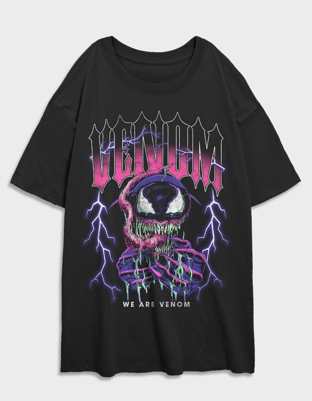 SPIDER-MAN Lightning Venom Unisex Oversized Tee - BLACK - XXL | Tillys