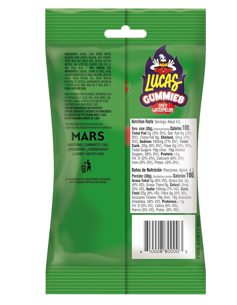 LUCAS Spicy Watermelon Gummy Candy image number 1