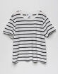 RSQ Stripe Womens White Baby Tee image number 1