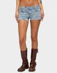 EDIKTED Western Stitch Studded Denim Micro Shorts image number 1